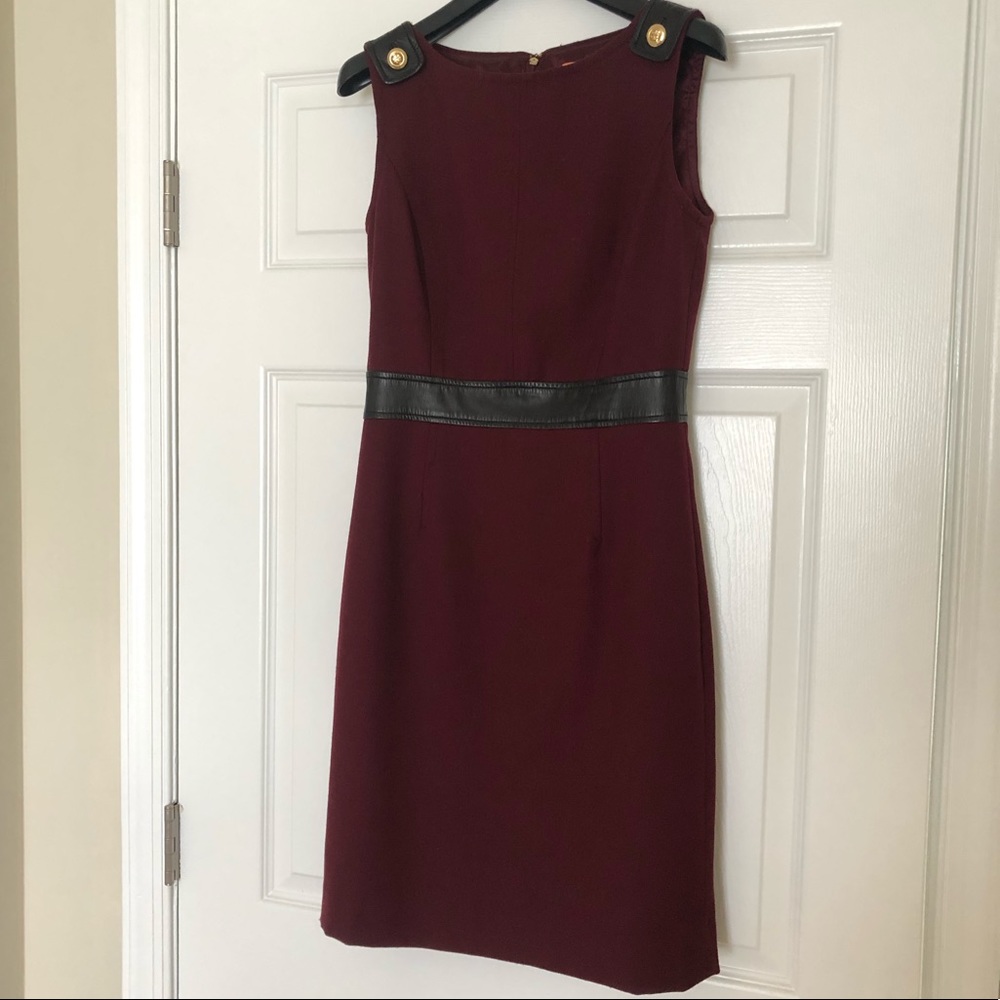 Tory Burch wine colored dress w/ brown leather